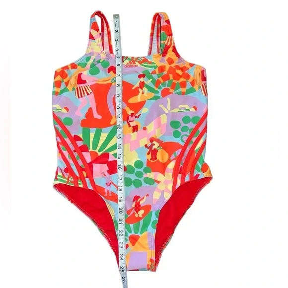 {NWOT FARM Rio + Adidas One Piece Bathing Suit in Pearl Citrine/Pink 12} - Picture 8 of 8